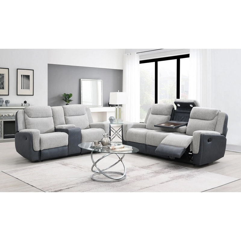 Ensemble de canapé inclinable moderne 3 pièces avec console Watford