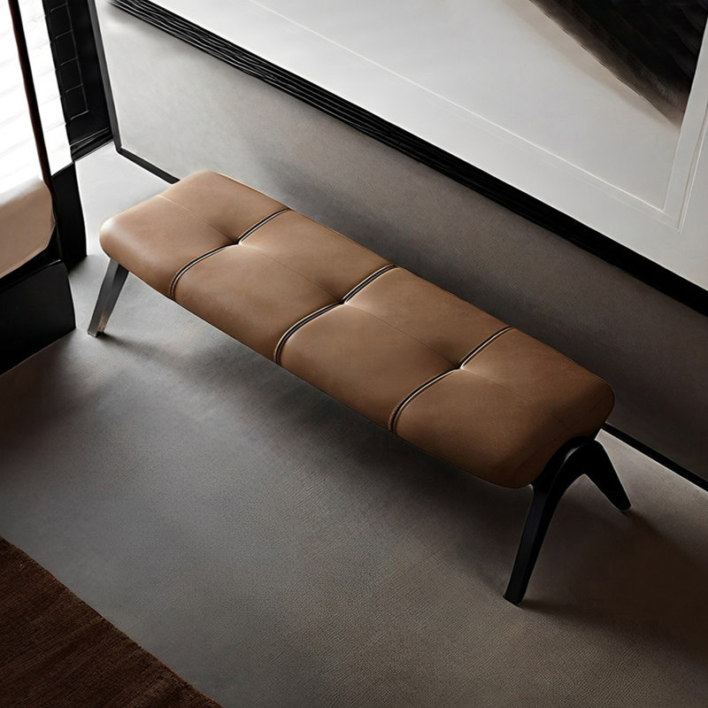 Iacovino Faux Leather Upholstered Bench, Black/Coffee, 17.71" H x 62.99" W x 17.71" D