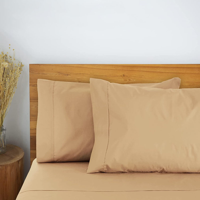 LuxClub 2 PC Light Khaki Queen Performance Microfiber Solid Pillowcase Set, Queen Pillowcase, Light Khaki