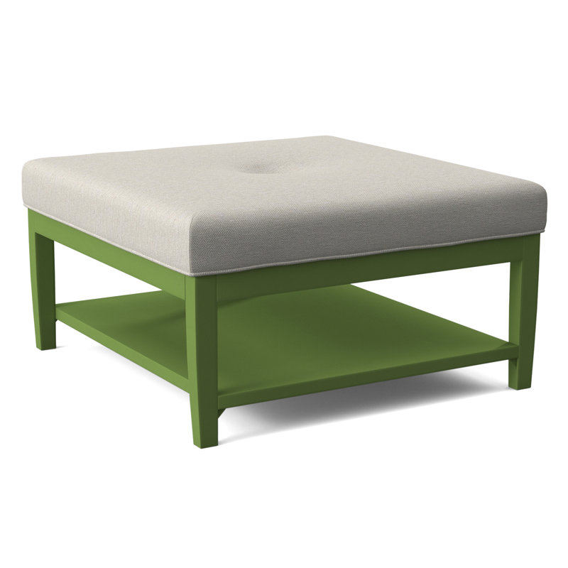 Hammond Square Ottoman, Frost White Finish, White Performance Fabric; 0851-94