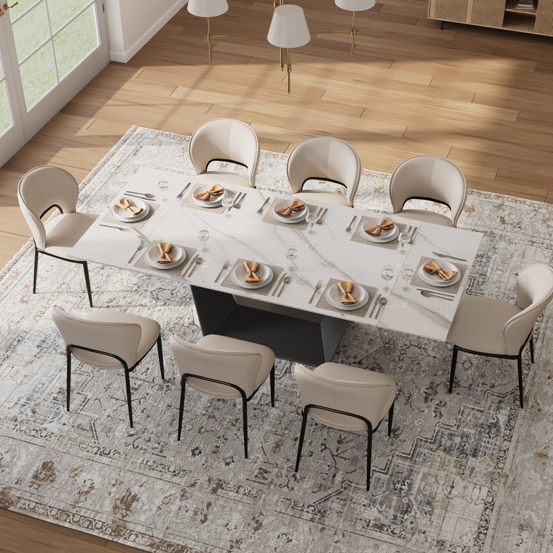 Ensemble de table de salle à manger extensible de 63 à 94,5 po avec 8 chaises