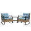 Fauteuil à bascule d'extérieur bleu - Structure en métal, facile à déplacer, avec table en acier incassable, gris, confortable et légère, résistante à la rouille et à la corrosion.