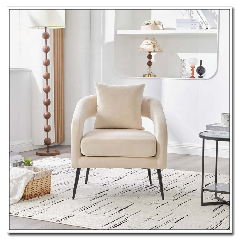 Chaise d'appoint rembourrée en velours, Beige