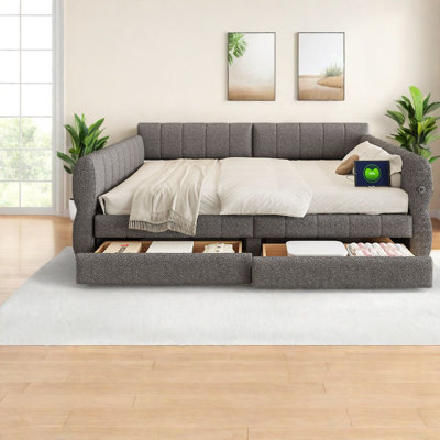 Modern Beds With Storage, King Upholstered Wood Mdf Platform For Home
