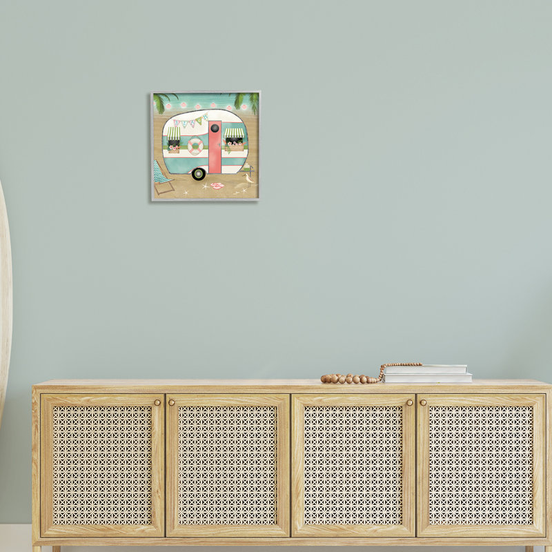 Plage de remorque festive, H 17 po x l 17 po x P 1,5 po, Estampe numérique Farmhouse