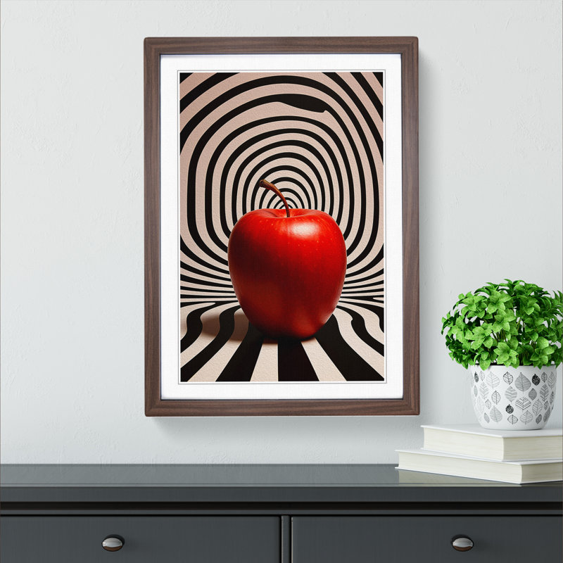 Apple Op - Framed Print, Walnut , 64cm H x 46cm W x 2cm D