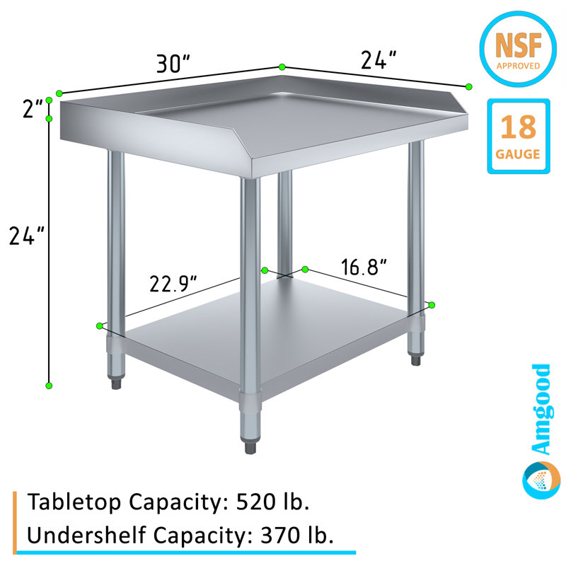 30" Stainless Steel Commercial Kitchen Utility Table with Undershelf