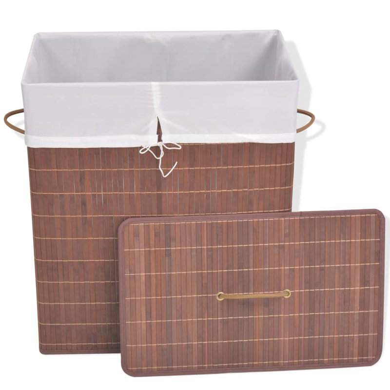 Panier à linge en bambou, 15.7" H x 11.8" W x 23.6" D, Brun