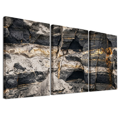 " Layered Rock Strata With Rust And Beige Streaks " 3 - Pieces