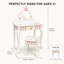 Grande coiffeuse Teamson Kids Princess & Frog Kids, miroir et tabouret, impression rayée avec tiroirs pour le rangement
