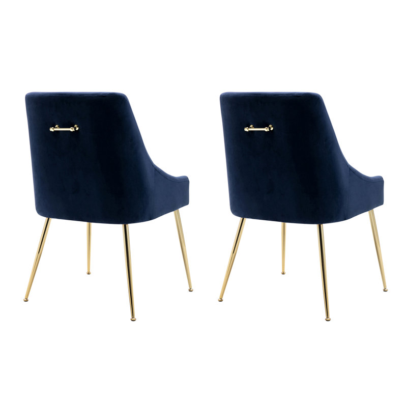 Fauteuil en velours l 21,5 po Koblas, Velours bleu marine