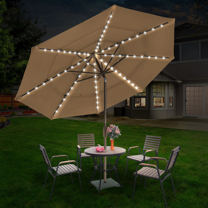 Parasol de marché lumineux 9 pi, Beige foncé