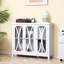 Buffet de bar, armoire à buffet avec 3 portes en verre, tablette réglable, étagère à portes trempées blanches, fonctionnelle