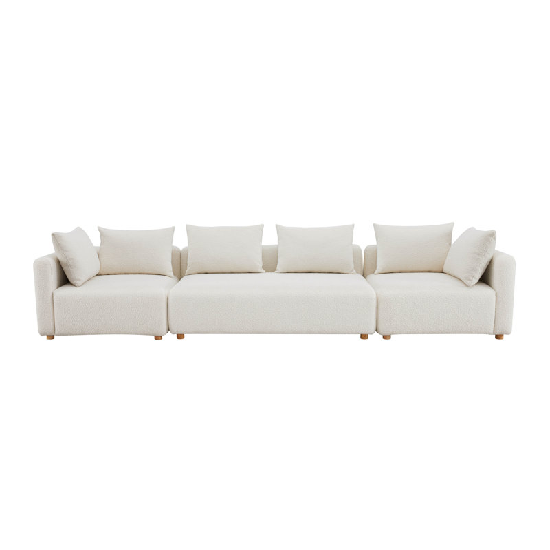 Canapé long Tov Furniture, Crème Boucle