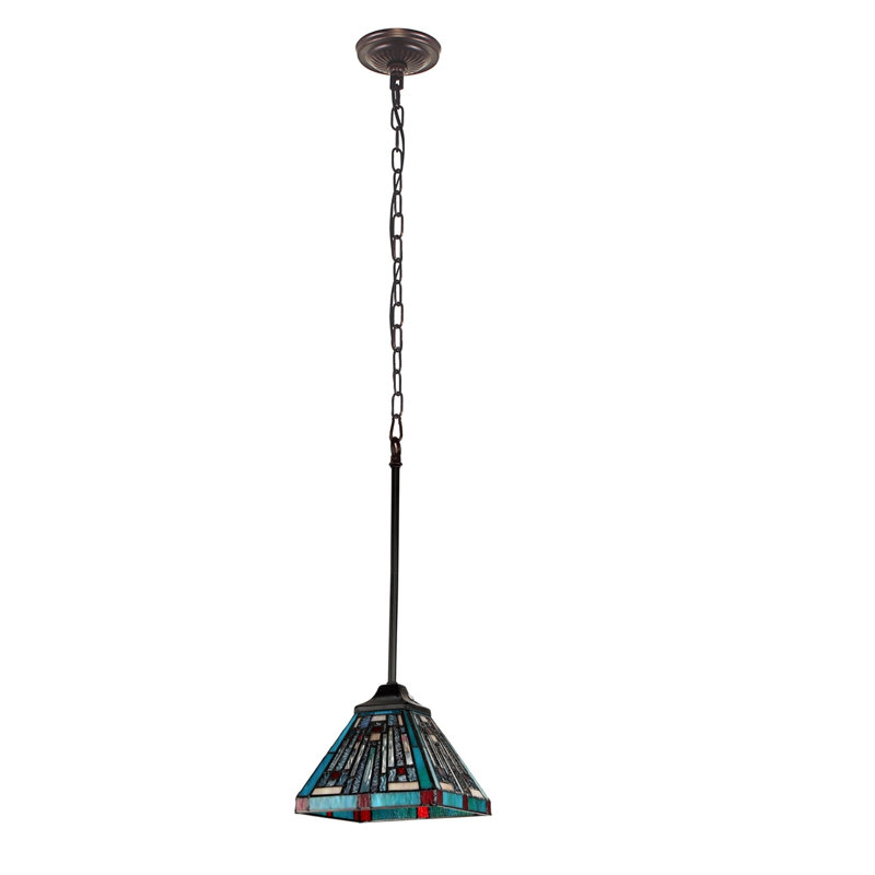  Mini-luminaire suspendu en bronze foncé de style Tiffany Innes de 8 po de large Innes