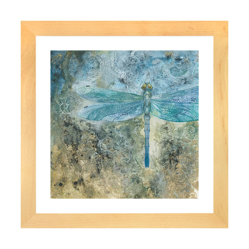 Dragonfly I par Stephanie Law - reproduction d'art, Papier encadré de bois naturel, H 16 po x l 16 po x p 1 po
