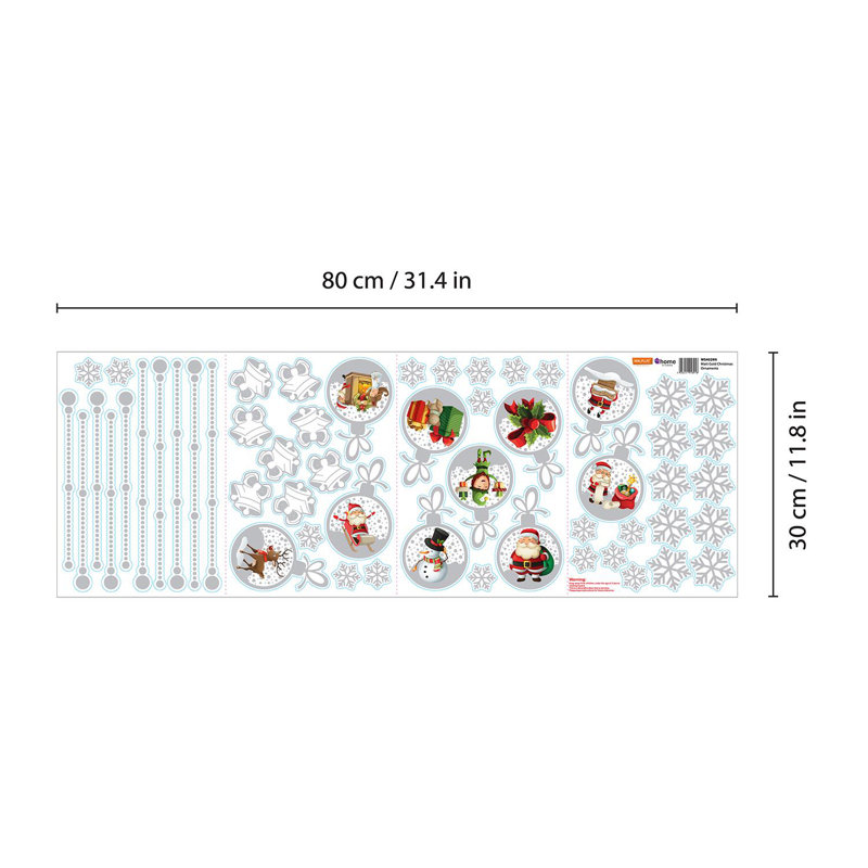 Matt Silver Christmas Ornaments Window Clings