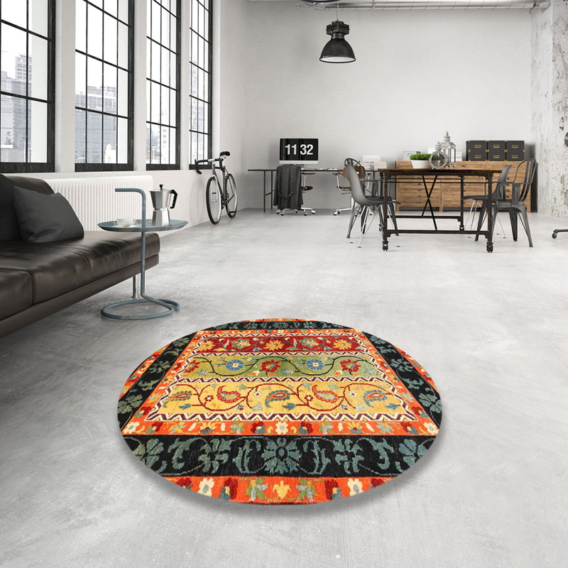 Floral Indoor Rug, Round 4'