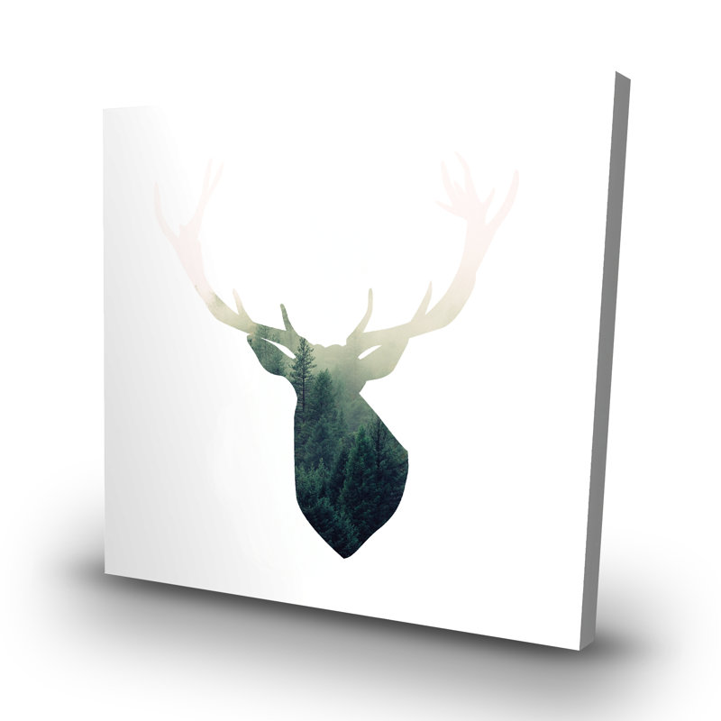 Deer head with landscape shape - 32"x32" art on canvas