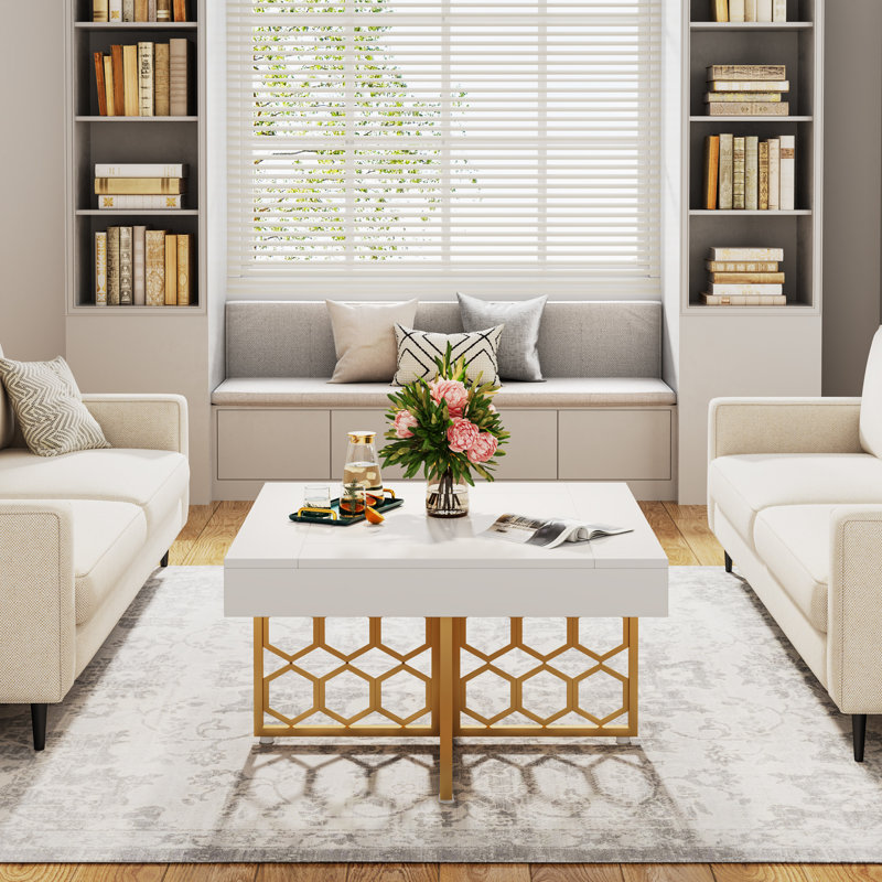 Maridell White ang Gold Square Coffee Table