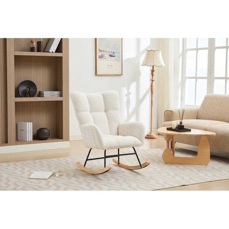 Chaise berçante rembourrée Modern, Blanc