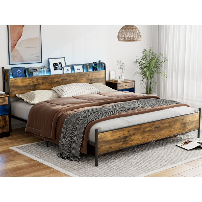 Lit avec rangement Dianthe, Simple TG, Brun rustique