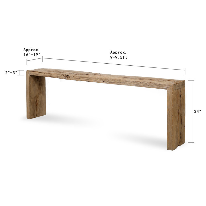 Vintage Waterfall Console Table Weathered Natural Approx.9-9.5ft Long