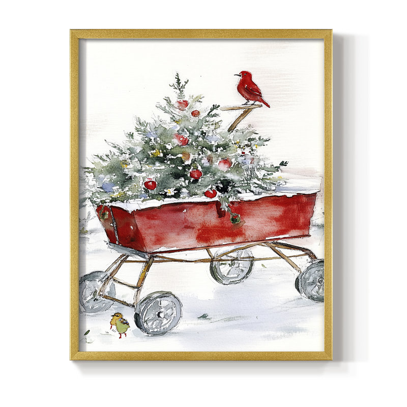 «Christmas Holiday Art Cxxxvi», reproduction d'art encadrée - bois massif, H 15 po x l 12 po, Doré