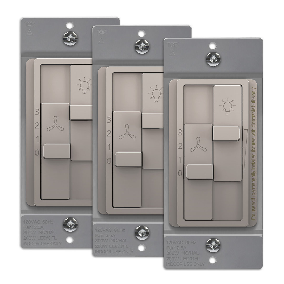 Kalide 15 Tamper Resistant 150 Watt Slide 3-Way Dimmer (Set of 3) TOPGREENER 