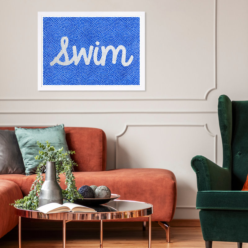 " Swim Dots " by Oliver Gal, White Framed, 13" H x 19" W x 0.5" D