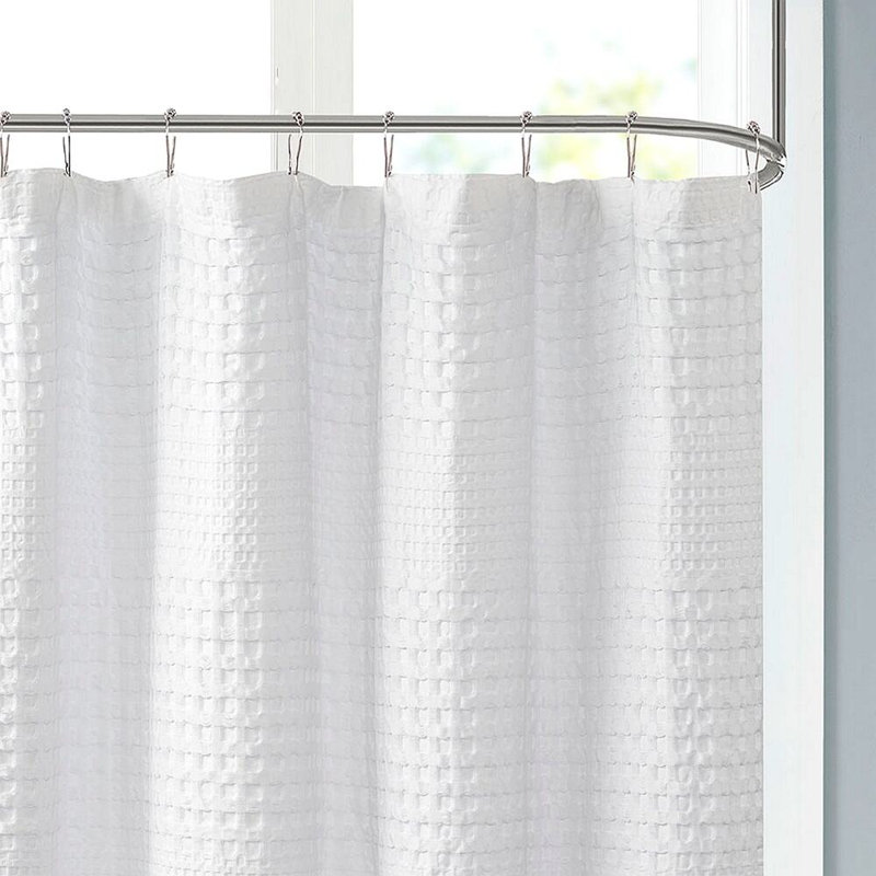 Super Waffle Textured Solid Shower Curtain