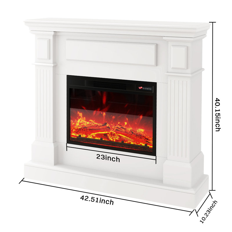 Electric Fireplace With Mantel, 1400W Faux Fireplace, Highly Realistic 3d Flame, Adjustable Temp, With Timer