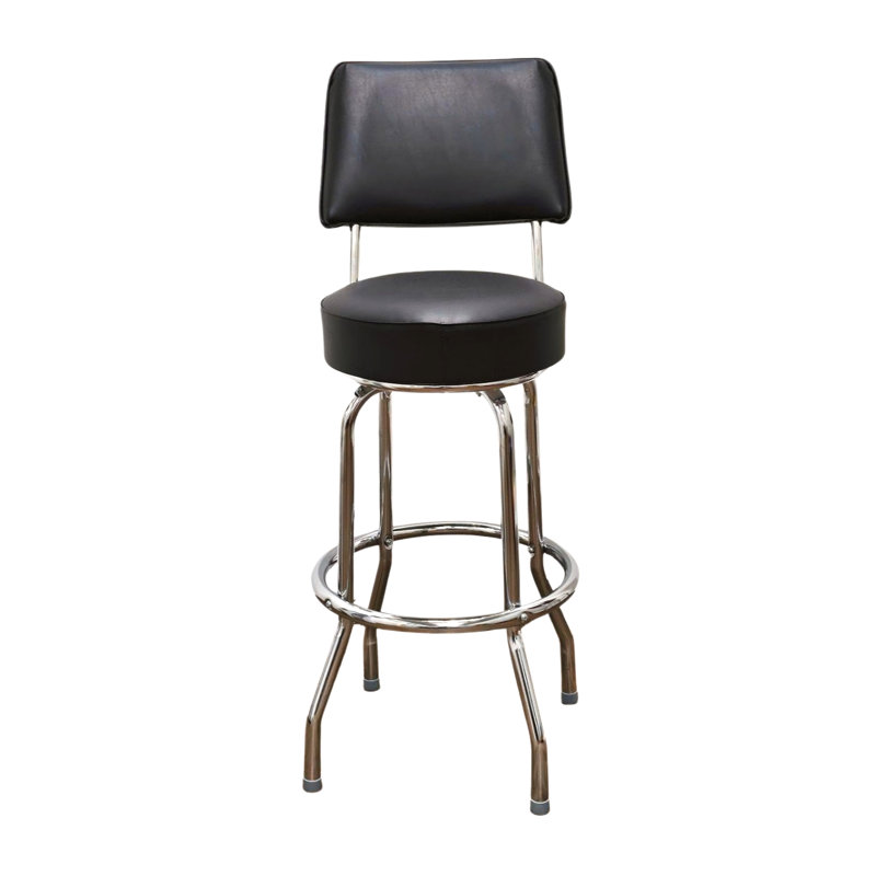 Tabouret de bar et de comptoir pivotant avec dossier Retro Home, Noir, Tabouret de bar (assise de 30 po de hauteur)