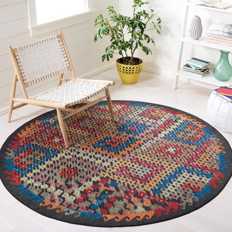 Avondale Journey Performance Machine Washable Southwestern Rug, Round 6'7"