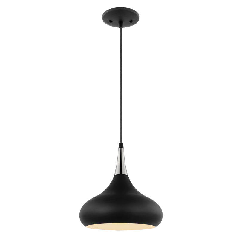 Braylon 1 - Light Single Pendant, Matte Black/Polished Nickel, 10" H x 10" W x 10" D
