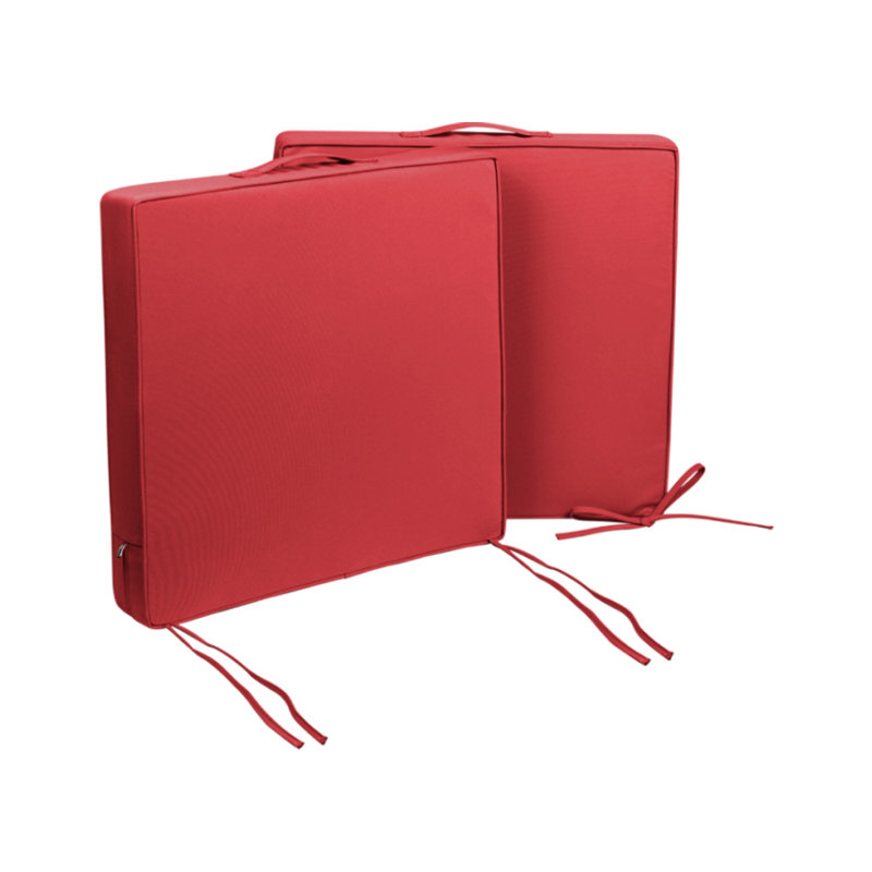 2-Pack 16x16x3 Inch Outdoor Chair Cushions - High-Density Foam Water-Resistant UV-Protected Removable Cover Seat/Back Cushions for Patio, Garden, Red