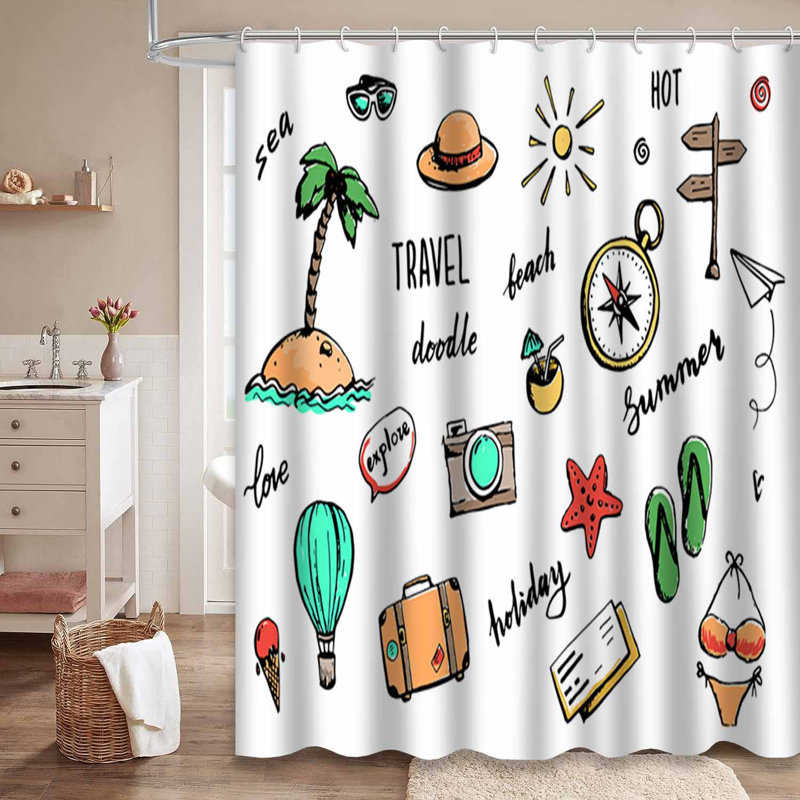 Rideau de douche imperméable avec crochets, L 72 po x l 84 po