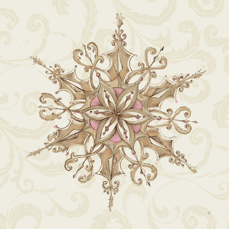 «Elegant Season Snowflake I Pink» par Daphne Brissonnet - impression sur toile tendue, H 12 po x l 12 po, Toile tendue, Non