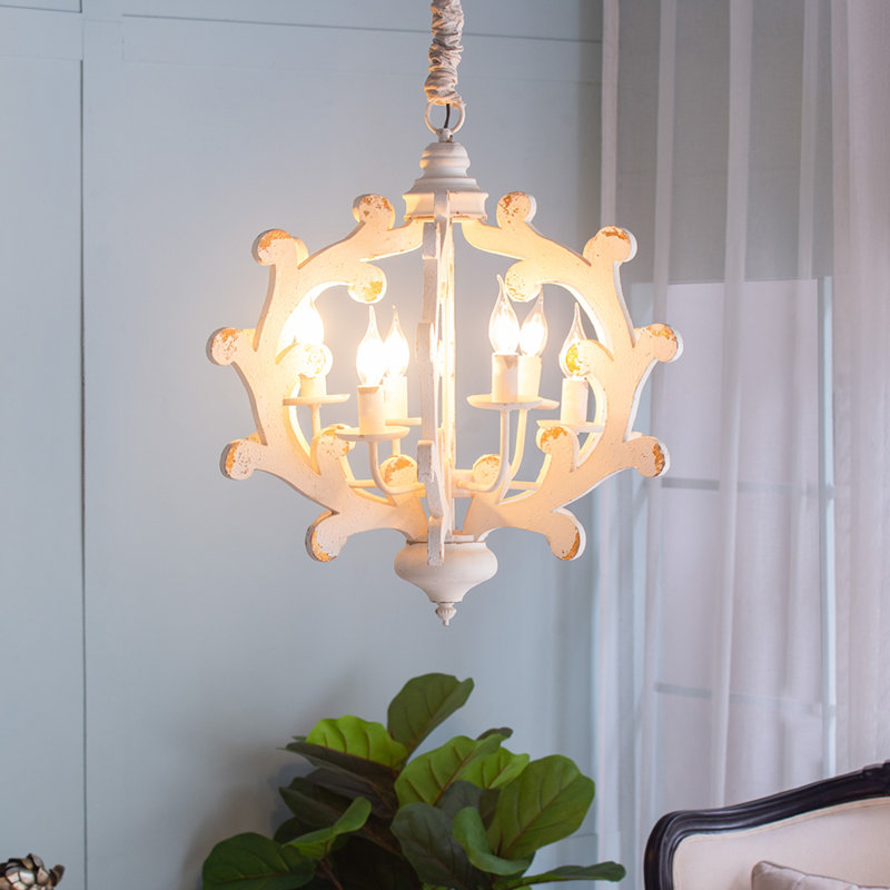 Lustre géométrique en bois 6 lumières Tamica