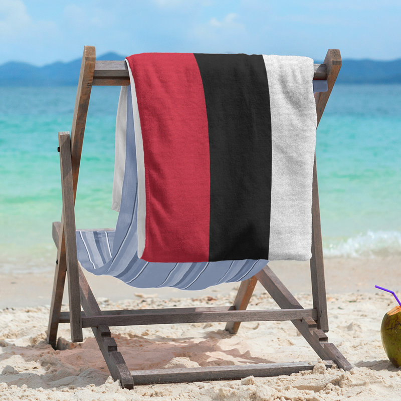 Lightweight Beach Towel, Red/Black/White, Poly/Cotton