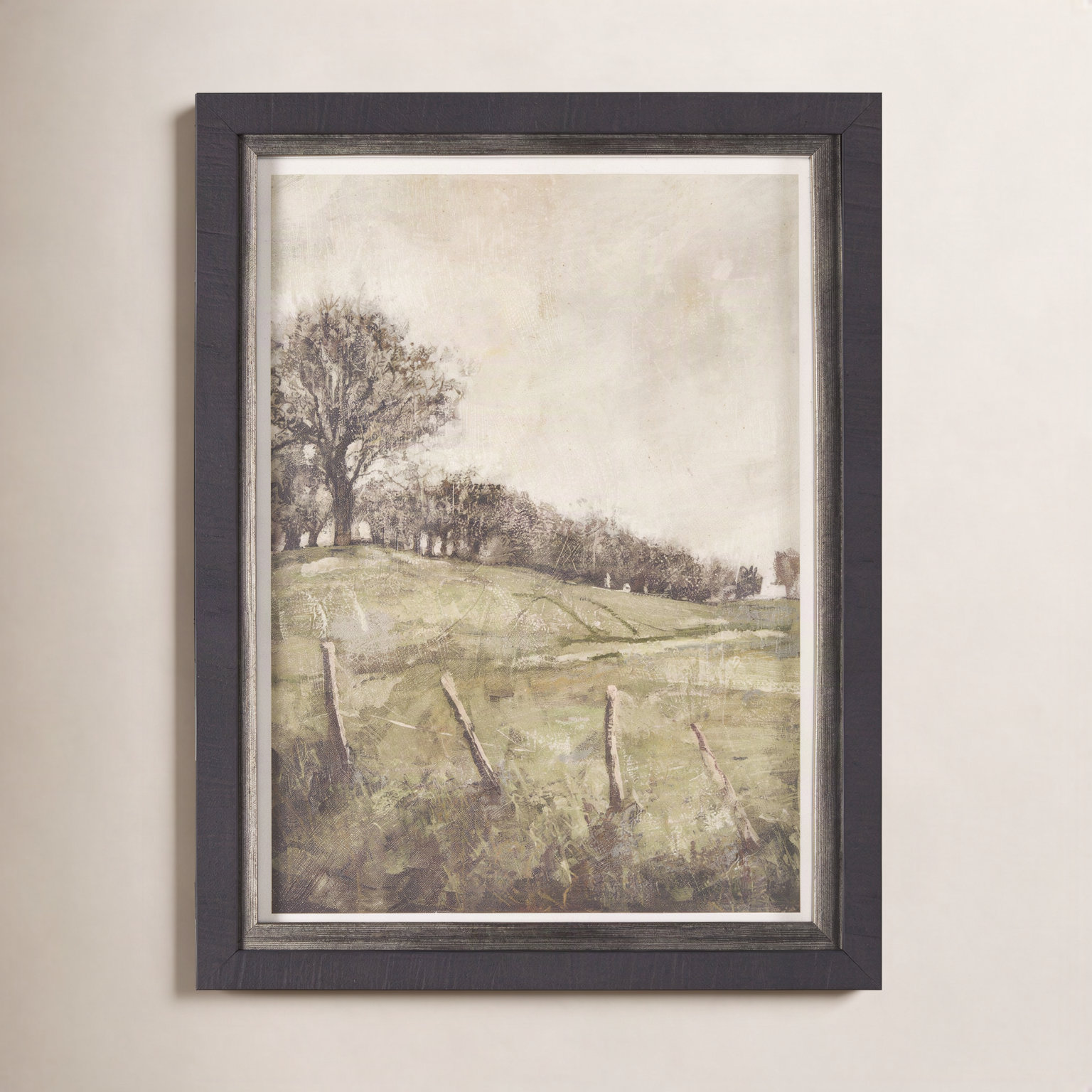 Old Style Landscape I Hand-Embellished Print, Old Style Landscape III, 21.5" H x 16.5" W x 1.6" D