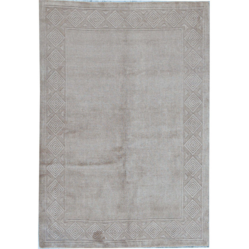 Tapis brun de haute qualité noué à la main, Rectangle 8 pi 8 po x 11 pi 9 po