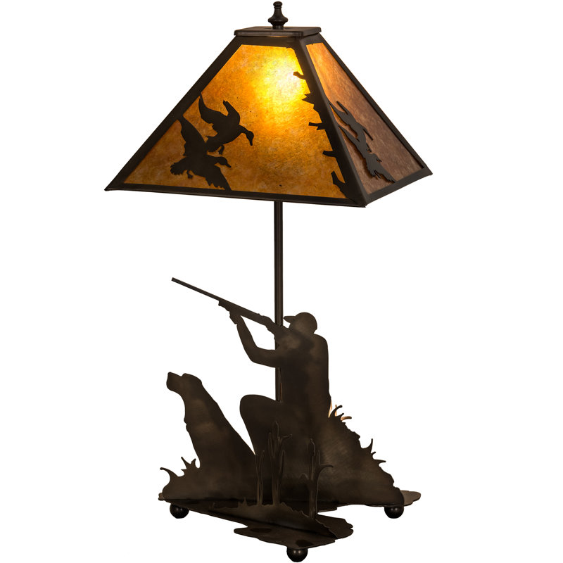 20"H Duck Hunter W/Dog Table Lamp, Antique Copper