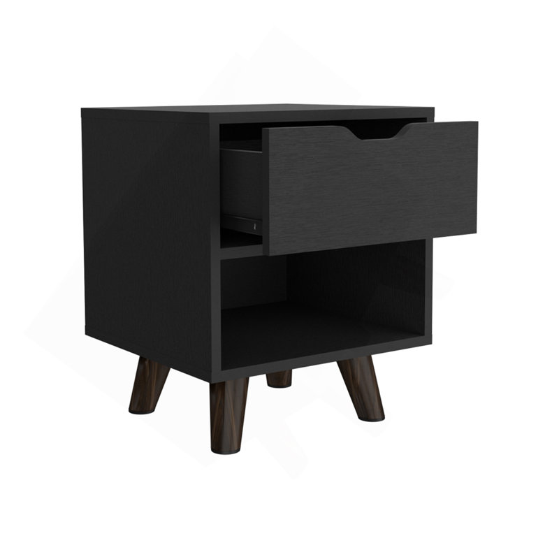Table de chevet Carleen, noir, Noir