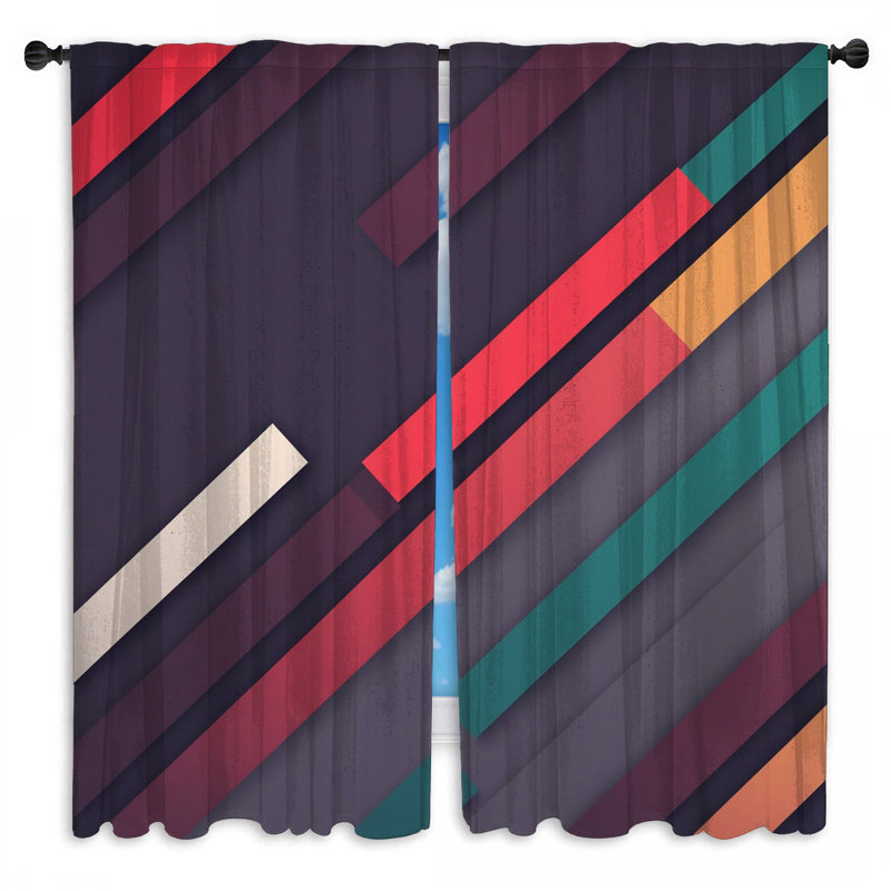 Rideaux de fenêtre à motif diagonal et rayures obscurcissant - 2 panneaux, 20 po x 80 po - 2 panneaux