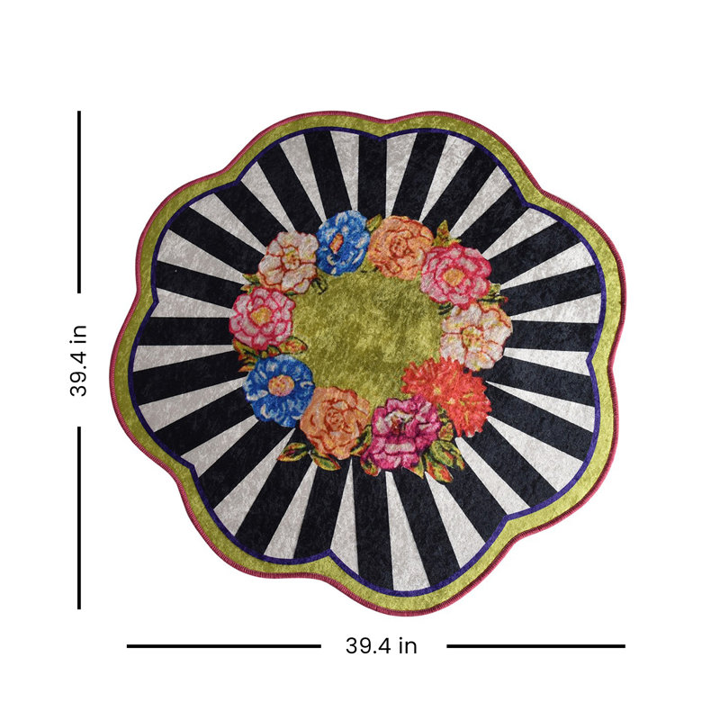 Antibacterial Non-Slip Bathmat, 39.4 Inches Diameter, 100% Polyester, 0.4 Inch Pile Height, 700 g/m² | Machine Washable, Easy Care | Ideal for Bathroom, Shower, and Spa Use, Soft and Durable Design