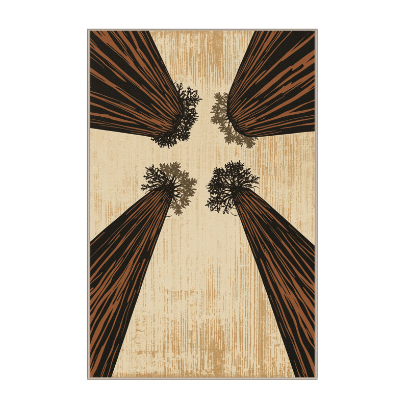 Tapis beige moelleux et moelleux à l'aspect rustique et rétro de style séquoia, 3 X 5