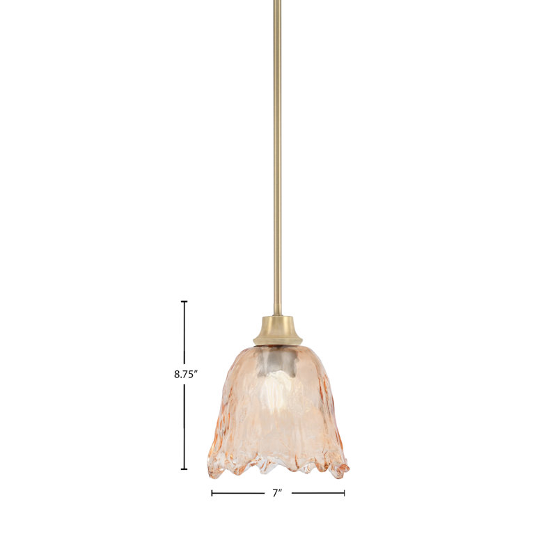 Luminaire suspendu Norwood, fini laiton vieilli avec verre de lave ambré de 7 po