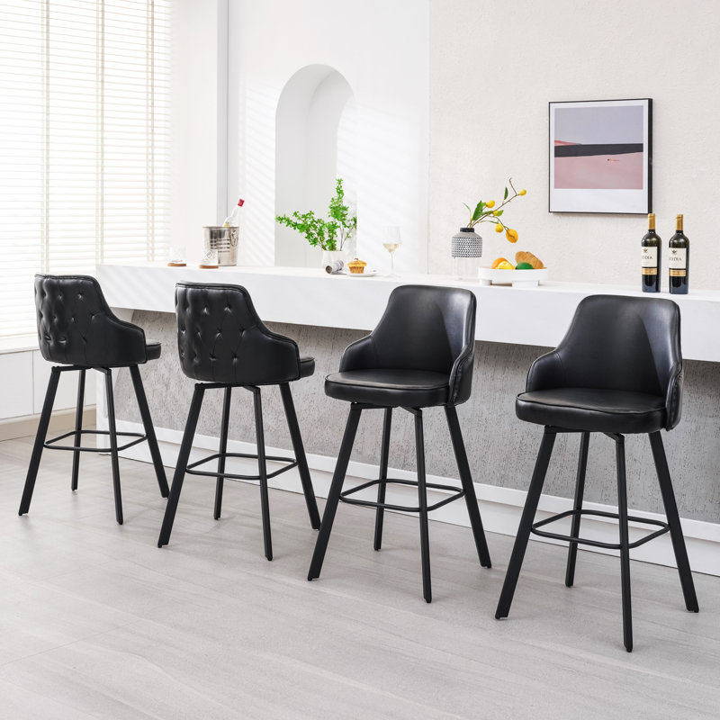Swivel Counter & Bar Stool with High Backs, Black, 4, Bar Stool (30" Seat Height)