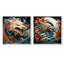 Vague de dragon japonais au large de Kanagawa I - ensemble de 2 reproductions d'art sur toile-102586668-102586664